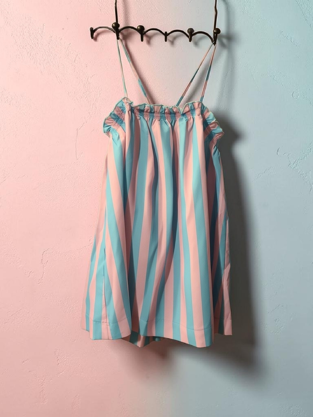 Striped Pink & Light Blue Spaghetti Strap Top